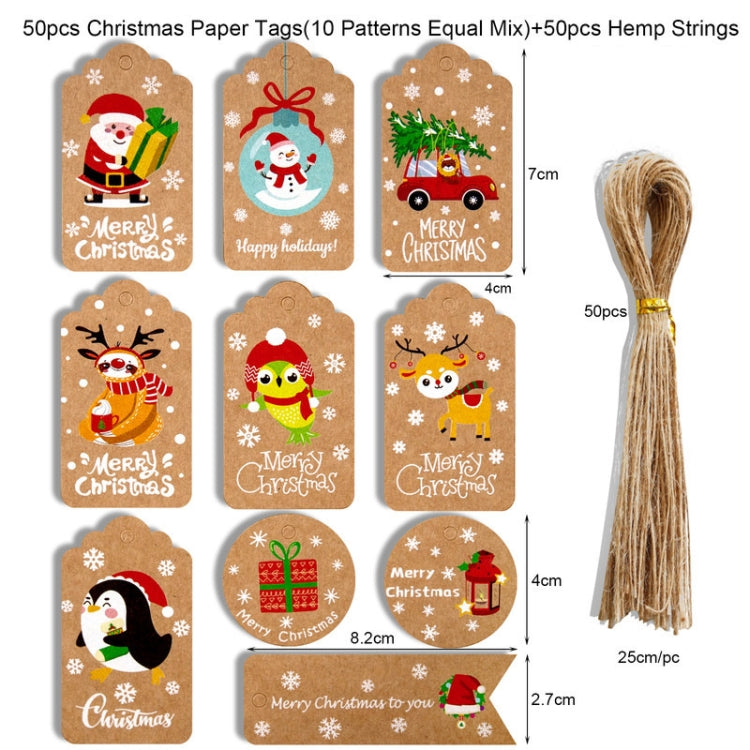 2 Packs 50pcs/set  Christmas Kraft Paper Tags Gift Wrapping Paper Labels, Series 1, Series 2, Series 3, Series 4, Series 5, Series 6, Series 7, Series 8, Series 9, Series 10, Series 11, Series 12, Series 13, Series 14