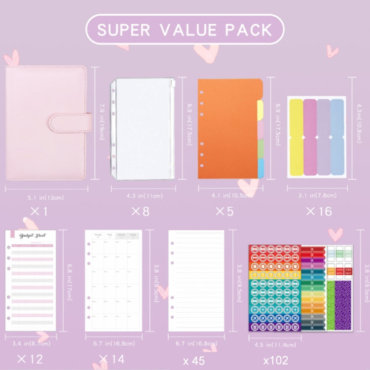 A6 Macaron PU Leather Loose-leaf Notebook Cash Budget Handbook, XJYS-010  Pink, XJYS-010  Purple, XJYS-010 Yellow, XJYS-010 Black, XJYS-010 Green, XJYS-010  Blue