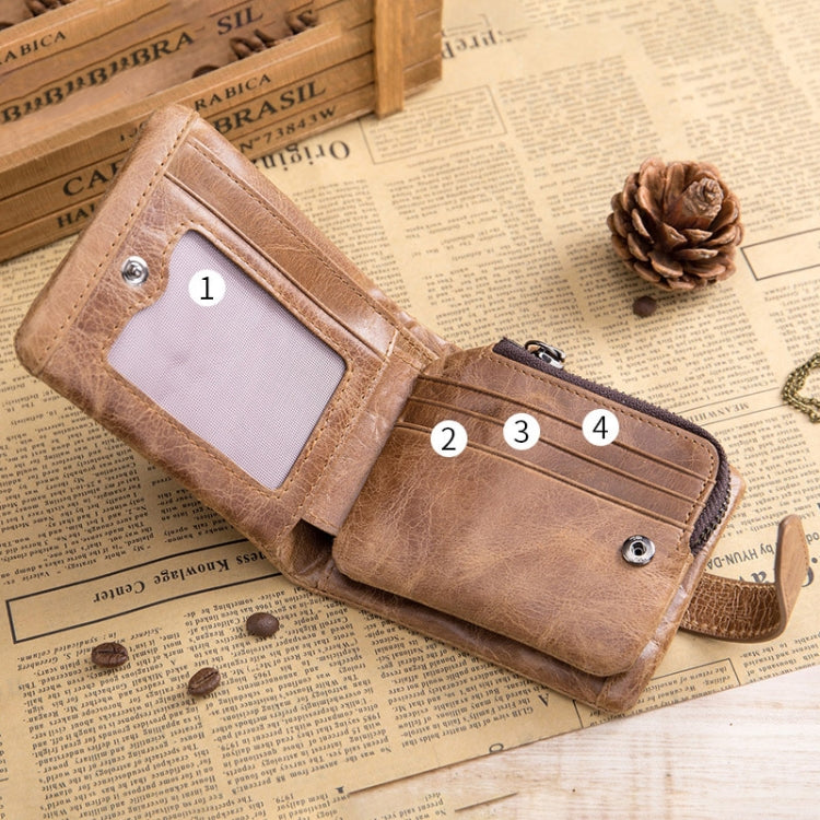 BUFF CAPTAIN 01 Multifunctional Detachable Vintage Leather Buckle Horizontal Wallet, 01(Brown), 01(Coffee)