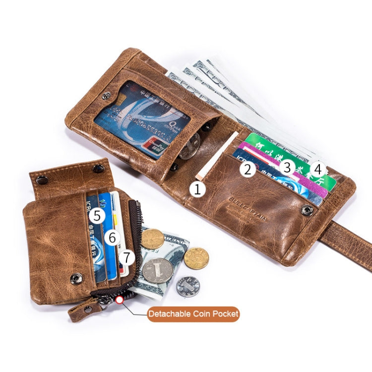 BUFF CAPTAIN 01 Multifunctional Detachable Vintage Leather Buckle Horizontal Wallet, 01(Brown), 01(Coffee)