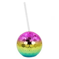 D001-2 Flash Electroplated Ball Cup Round Ball Straw Plastic Water Cup, Rainbow Color
