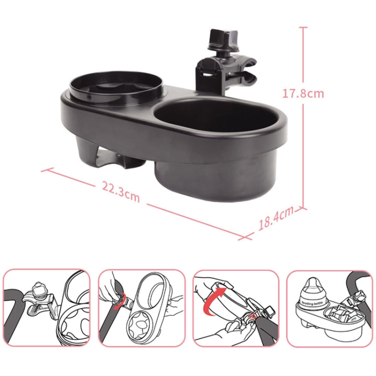 Stroller Double Cup Holder Pushchair Bottle Snack Box Shelf, J4100