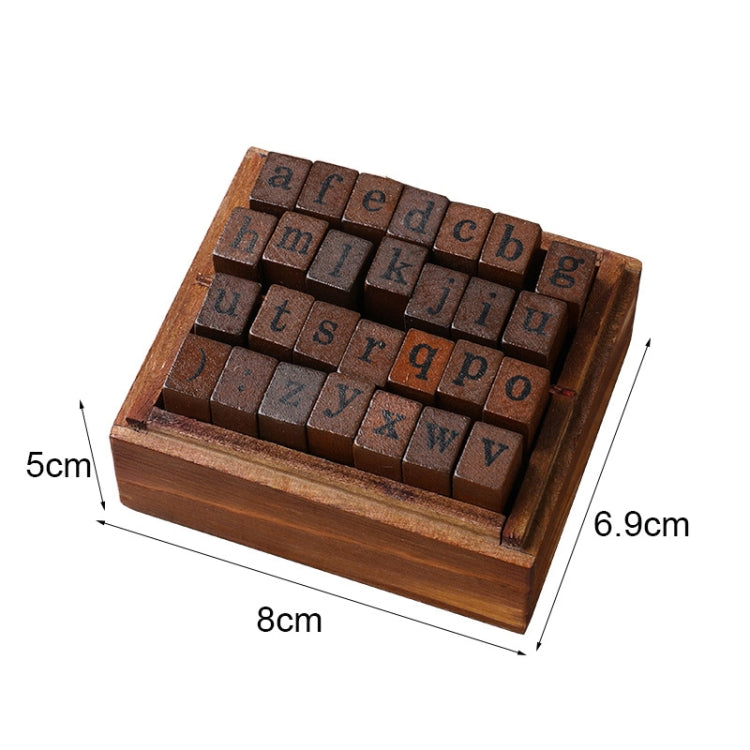E13 28PCS/Set Vintage Wooden Alphabet and Number Diary Handbook DIY Stamps, Regular Capital, Regular Lowercase, Cursive Capital, Cursive Lowercase