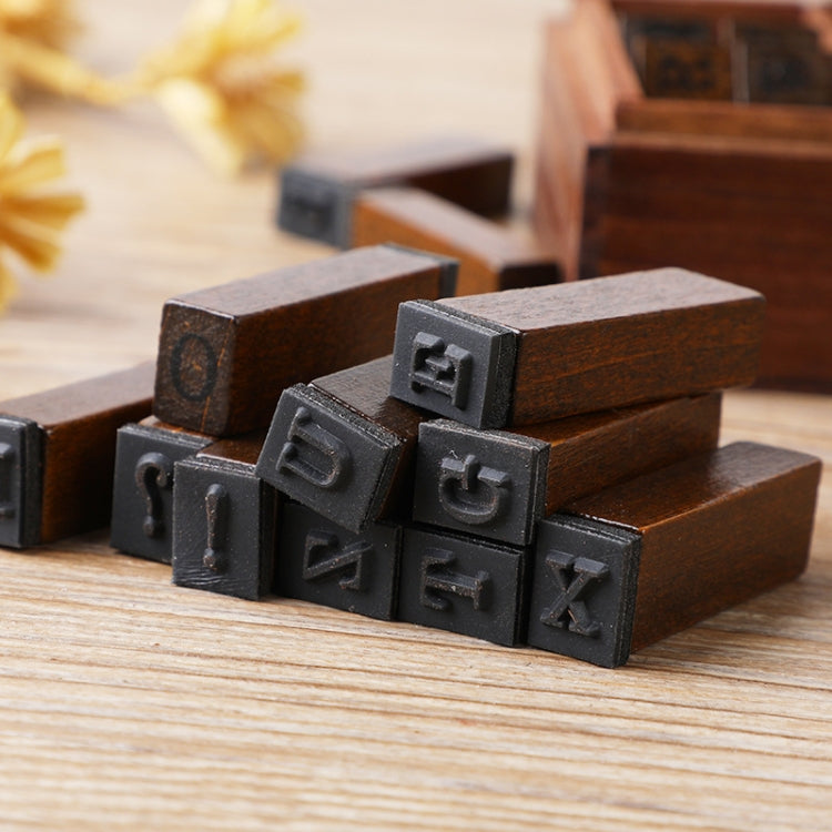 E13 28PCS/Set Vintage Wooden Alphabet and Number Diary Handbook DIY Stamps, Regular Capital, Regular Lowercase, Cursive Capital, Cursive Lowercase