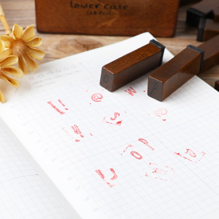 E13 28PCS/Set Vintage Wooden Alphabet and Number Diary Handbook DIY Stamps, Regular Capital, Regular Lowercase, Cursive Capital, Cursive Lowercase