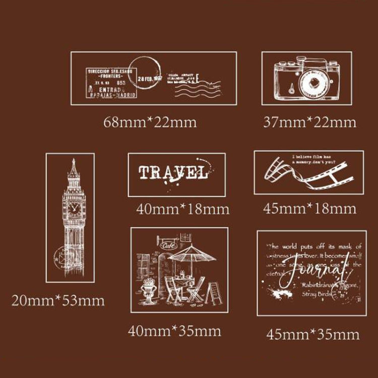 MOCARD 7 In 1 Wooden Stamp Set Handbook DIY Material, 7 In 1 Listening Wind, 7 In 1 Senyu Traveler, 7 In 1 Handicraft Diary, 7 In 1 Floating