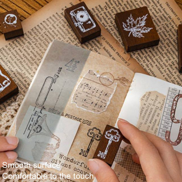 MOCARD 7 In 1 Wooden Stamp Set Handbook DIY Material, 7 In 1 Listening Wind, 7 In 1 Senyu Traveler, 7 In 1 Handicraft Diary, 7 In 1 Floating