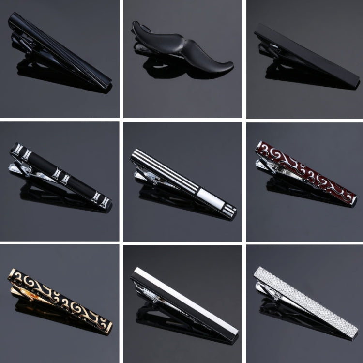 Brass Polished Gum Pattern Business Men Tie Clip, Color: Black Beard, Black Strips, Black Beard, Black Glossy, Black Silver Stripe, Silver Stripe, Red Pattern, Golden Pattern, Silver Black, Silver Batch Flower, Black Batch Flower, Golden Batch Flower  ...