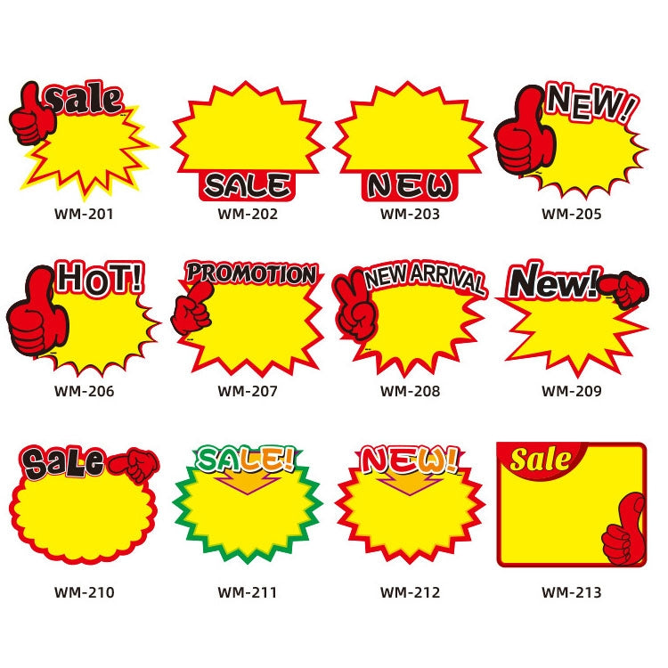 10 bags 21x15cm Explosion Sticker Product Price Tag Supermarket Price Label, WM201, WM202, WM203, WM205, WM206, WM207, WM208, WM209, WM210, WM211, WM212, WM213