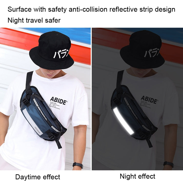 HAOSHUAI Outdoor Running Waist Bag With Reflecting Strip Chest Bag, 1100-6 Black), 1100-6 Khaki, 1100-6 Dark Blue