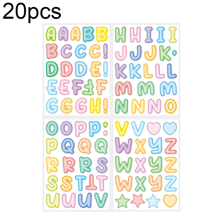 20 PCS ZPKTZM Children Cartoon Colorful Letters Stickers DIY Lunch Box Mark Waterproof Sticker, Waterproof Sticker