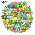 3 Sets 50PCS/Set Cartoon Cactus DIY Handbook Decorative Stickers Floral Laptop Waterproof Sticker, Cactus