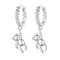 S925 Sterling Silver Bear Twist White Gold Plated Animal Earrings, BSE729