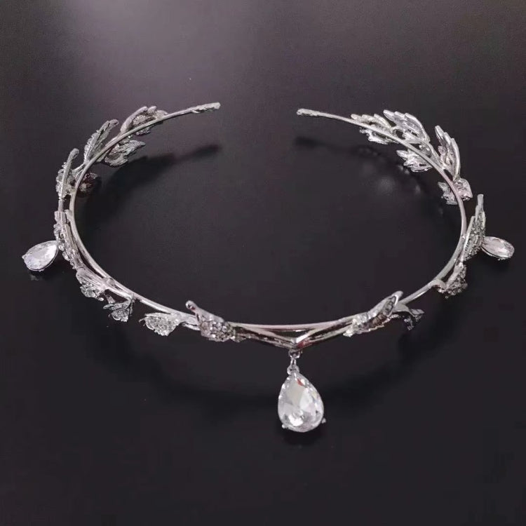 Leaves Frontal Ornaments Crown Hair Band Rhinestone Headdress, Rhinestone Headdress Silver, Rhinestone Headdress Gold