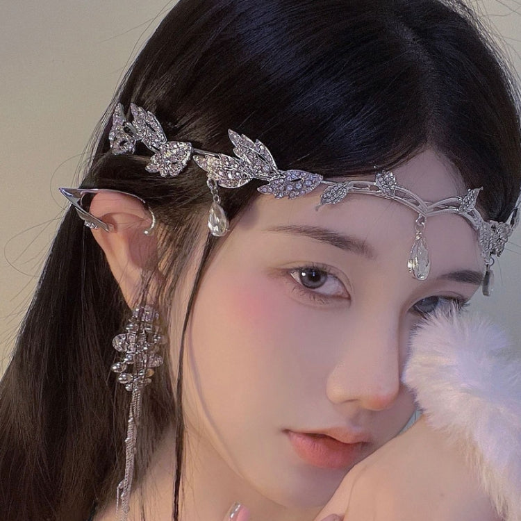 Leaves Frontal Ornaments Crown Hair Band Rhinestone Headdress, Rhinestone Headdress Silver, Rhinestone Headdress Gold