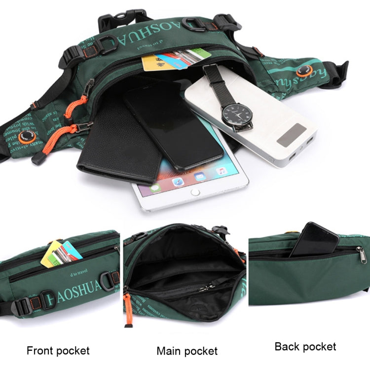 HAOSHUAI 5132 Outdoor Men Waist Bag Sports Running Chest Bag, 5132 Black, 5132 Army Green, 5132 Dark Green, 5132 Camouflage, 5132 Dark Blue