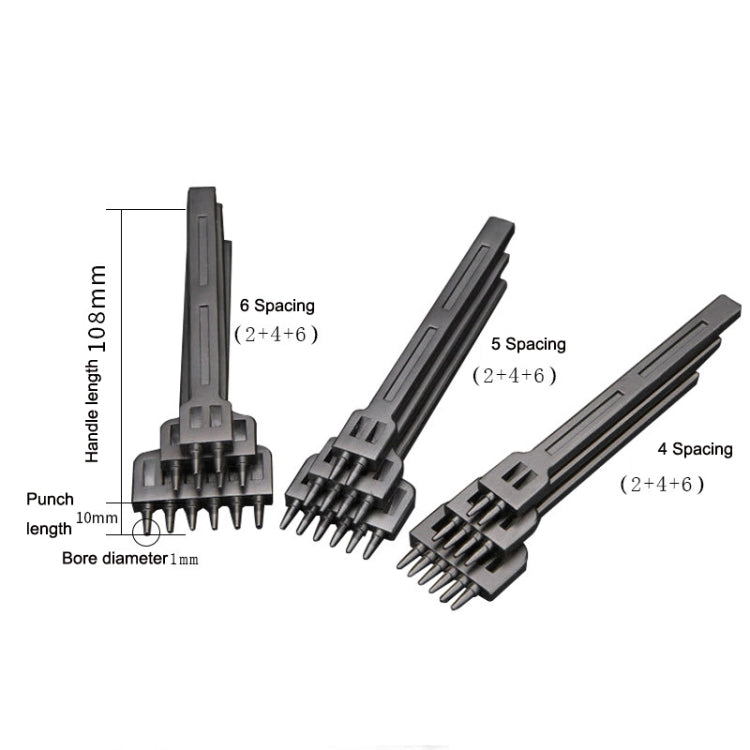 ER061 DIY Hand-sewn Leather Round Punch Tools Alloy Steel Platoons Rushing, Style:, 4mm Set, 5mm Set, 6mm Set, 4mm-2 Holes, 4mm-4 Holes, 4mm-6 Holes, 5mm-2 Holes, 5mm-4 Holes, 5mm-6 Holes, 6mm-2 Holes, 6mm-4 Holes, 6mm-6 Holes