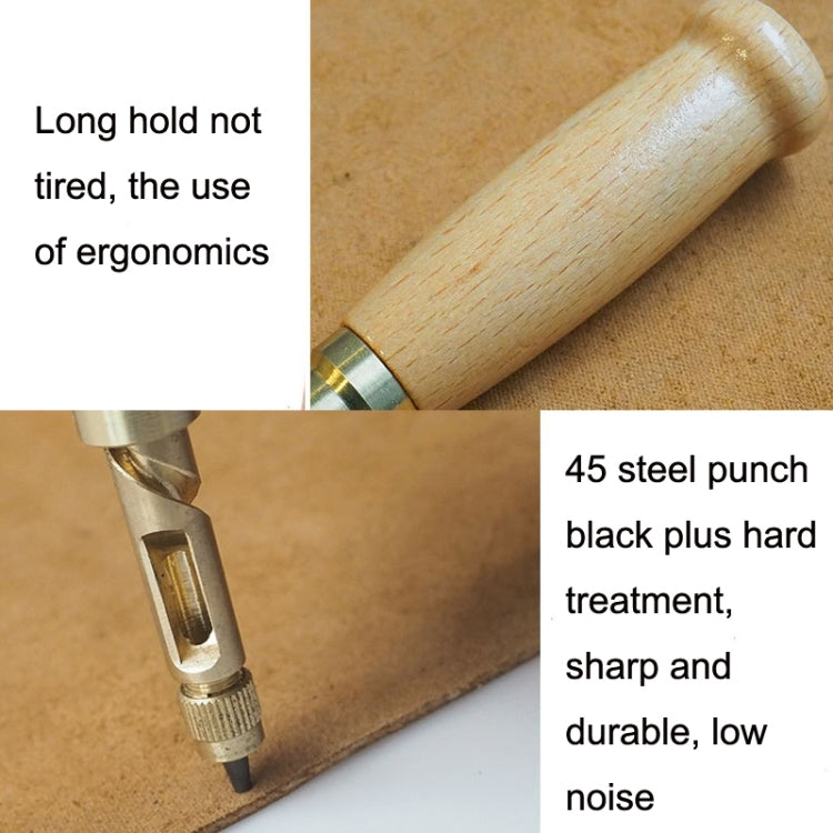 6 In 1 Automatic Belt Punch Punching Multi-scalp Anechoic Belt Punch, Wood Color, Black
