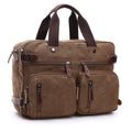 Casual Canvas Three-Purpose Business Briefcase Computer Bag, Coffee Large, Khaki Large, Dark Blue Large, Gray Large, Coffee Small, Khaki Small, Dark Blue Small, Gray Small