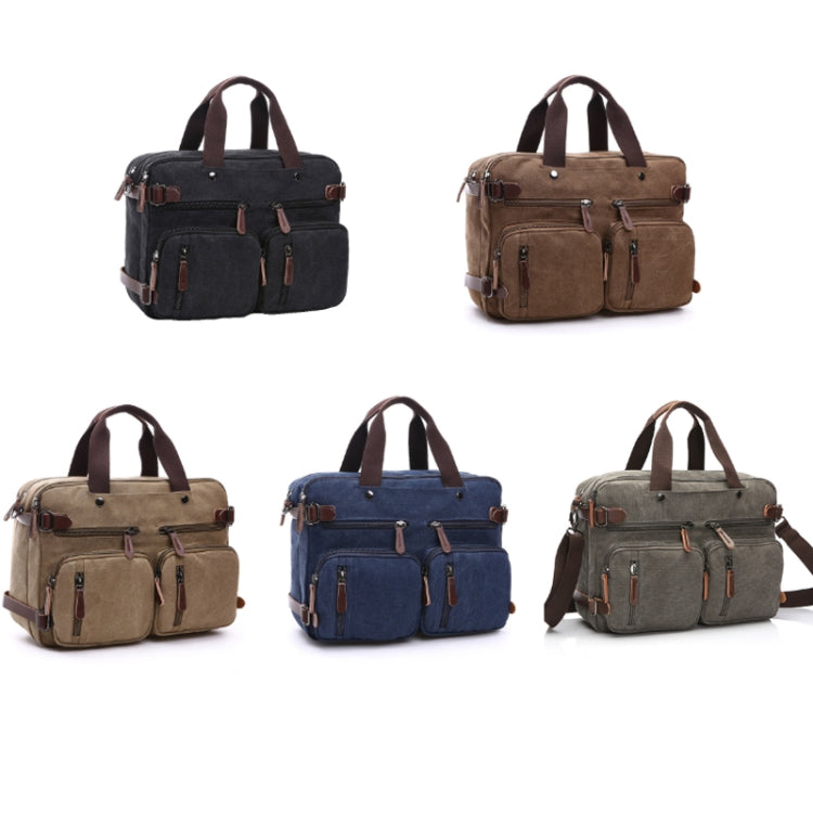 Casual Canvas Three-Purpose Business Briefcase Computer Bag, Coffee Large, Khaki Large, Dark Blue Large, Gray Large, Coffee Small, Khaki Small, Dark Blue Small, Gray Small