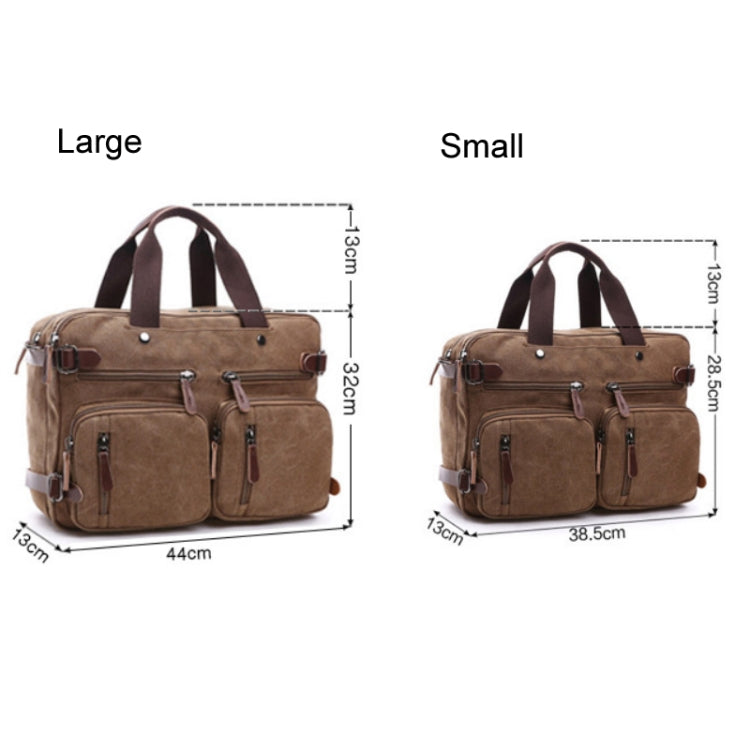 Casual Canvas Three-Purpose Business Briefcase Computer Bag, Coffee Large, Khaki Large, Dark Blue Large, Gray Large, Coffee Small, Khaki Small, Dark Blue Small, Gray Small