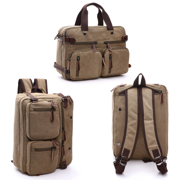 Casual Canvas Three-Purpose Business Briefcase Computer Bag, Coffee Large, Khaki Large, Dark Blue Large, Gray Large, Coffee Small, Khaki Small, Dark Blue Small, Gray Small