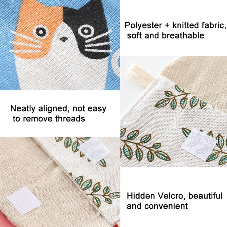 8pcs Cotton and Linen Sanitary Napkin Storage Bag Handy Clutch Bag, Turtle, Elephant, Block, Waves, Owl, Black Tree, Black -bottomed White Tree, Gray Camel, Lucky Cat, Leaves, Blue Cat
