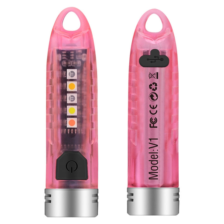 V1 Keychain Lantern Mini Light Flashlight Multifunctional Outdoor Home Flashlight, V1 Transparent Pink, V1 Transparent White