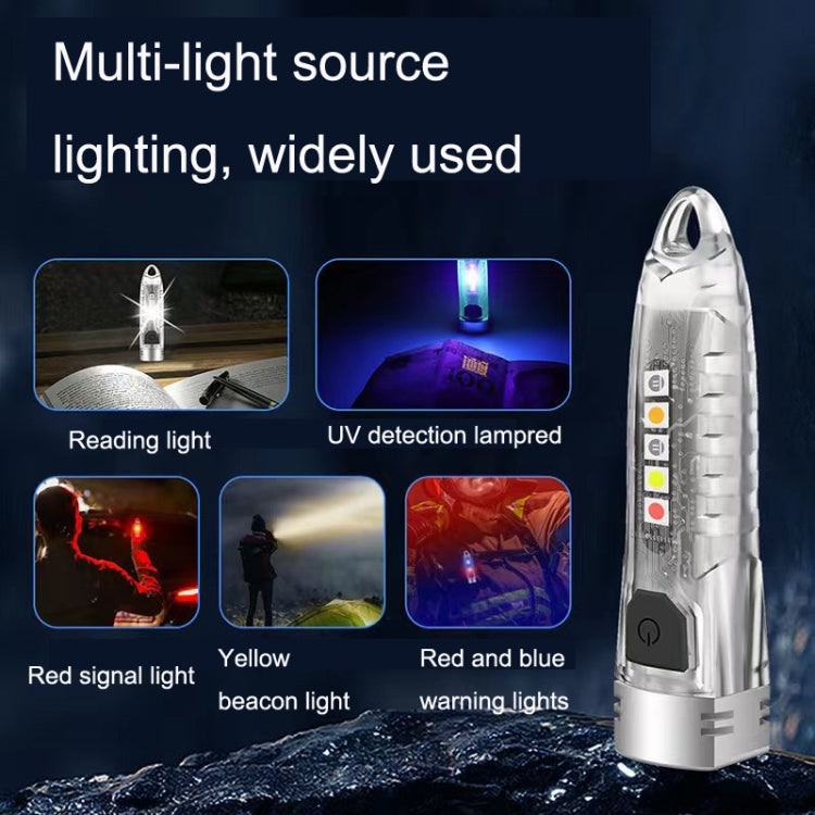 V1 Keychain Lantern Mini Light Flashlight Multifunctional Outdoor Home Flashlight, V1 Transparent Pink, V1 Transparent White