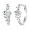 Sterling Silver S925 Small Flower Vine Plated Platinum Zircon Earrings, BSE767