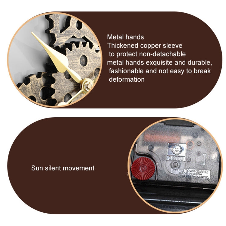 Vintage Wooden Round Gear Silent Wall Clock, Rome Number 58cm 6 Gears Golden, Rome Number  58cm  6 Gears  Silver, Rome Number  58cm 4 Gears Golden, Rome Number  58cm 4 Gears Silver, Number 58cm 4 Gears Silver