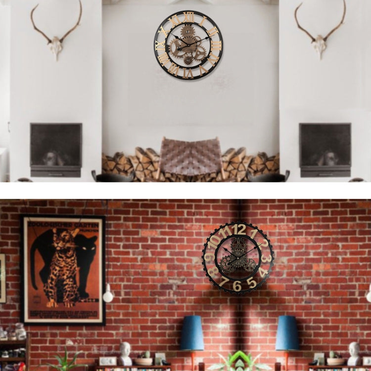 Vintage Wooden Round Gear Silent Wall Clock, Rome Number 58cm 6 Gears Golden, Rome Number  58cm  6 Gears  Silver, Rome Number  58cm 4 Gears Golden, Rome Number  58cm 4 Gears Silver, Number 58cm 4 Gears Silver