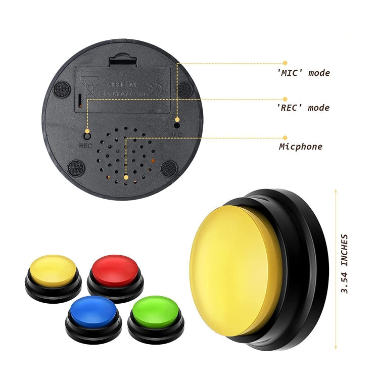 Pet Communication Button Dog Vocal Box Recording Vocalizer, Style: Recording Model, Green, Purple, Red, Orange, Rose Red, Pink, Yellow, Lake Blue, White, Dark Blue, Light Blue