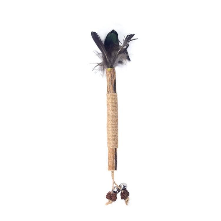 Cat Teething Stick Toy Teeth Cleaning Catnip Teasing Stick, 5pcs Black Feathers, 5pcs Yellow Feathers, 5pcs Lafite