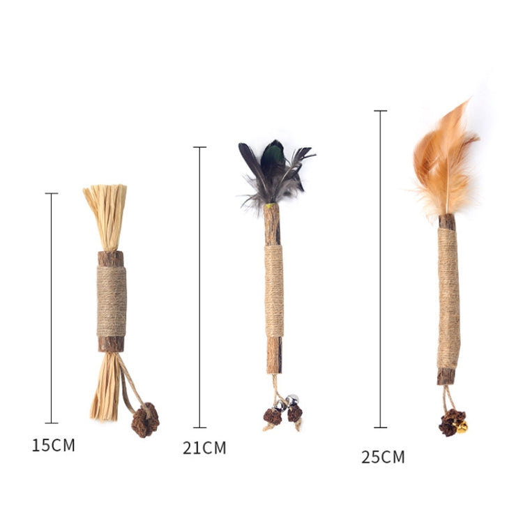 Cat Teething Stick Toy Teeth Cleaning Catnip Teasing Stick, 5pcs Black Feathers, 5pcs Yellow Feathers, 5pcs Lafite