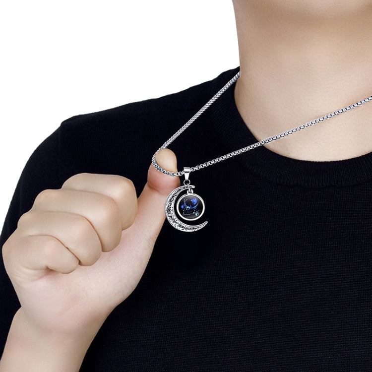 Luminous Zodiac Moon Titanium Steel Necklace Personalized Moon Pendant, Necklace Sagittarius, Necklace Aquarius, Necklace Capricorn, Necklace Pisces, Necklace Aries, Necklace Taurus, Necklace Gemini, Necklace Cancer, Necklace Leo, Necklace Virgo       ...