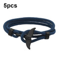 5pcs Whale Tail Braided Hand Rope Double Live Buckle Adjustable Bracelet, 5pcs Navy, 5pcs Khaki, 5pcs Red, 5pcs Black, 5pcs Light Blue, 5pcs Beige, 5pcs Pink, 5pcs Yellow, 5pcs Red Wine
