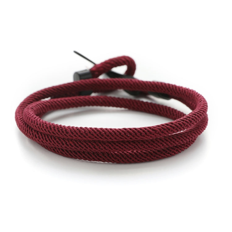 5pcs Whale Tail Braided Hand Rope Double Live Buckle Adjustable Bracelet, 5pcs Navy, 5pcs Khaki, 5pcs Red, 5pcs Black, 5pcs Light Blue, 5pcs Beige, 5pcs Pink, 5pcs Yellow, 5pcs Red Wine