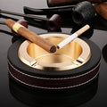 HONEST Cigar Ashtray Metal Cowhide Leather Personalized Ashtray, Gold, Silver, Black+Black, White+Black skin