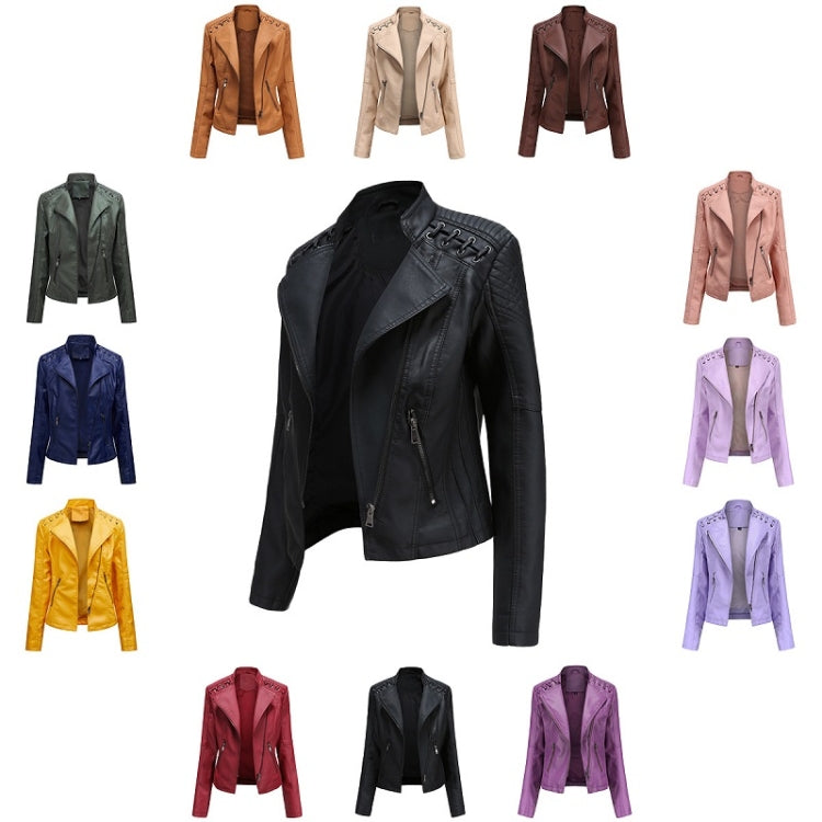 Women Short Leather Jacket Slim Jacket Motorcycle Suit, XXL, XXXL, XXXXL