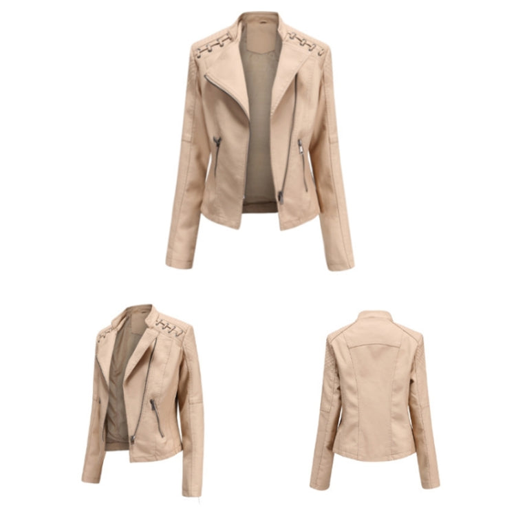 Women Short Leather Jacket Slim Jacket Motorcycle Suit, S, M, L, XL