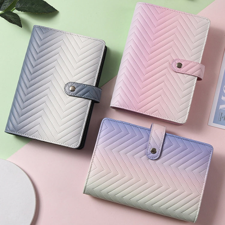 A6 PU Macaron Gradient Color Loose-leaf Notepad Notebook Budget Book, Gradient Black, Gradient Purple