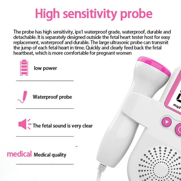 B3 Home Doppler Ultrasound Handheld Fetal Heart Pregnant Women Fetal Heart Monitor, B3(Pink), B3(Green), B3(Blue)