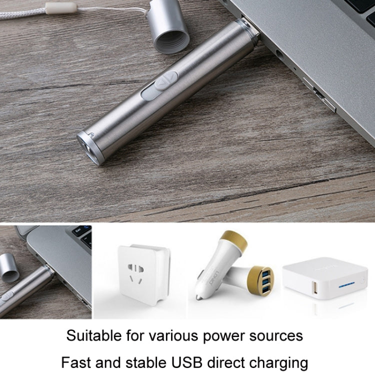 3 in 1 USB Rechargeable Flashlight Infrared Laser Pen Currency Detector Lamp, Silver