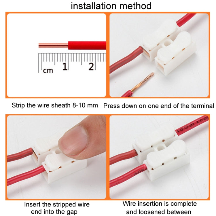 100pcs Self-Locking Push Type Ceiling Light Quick Terminal Block, CH-2, CH-3