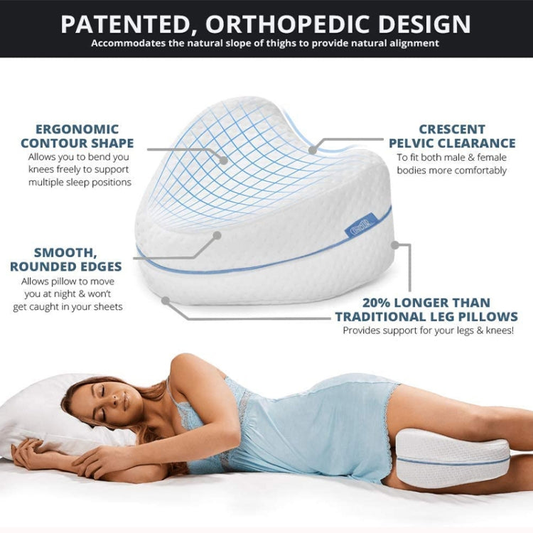 Body Memory Cotton Leg Pillow Sleeping Orthopedic Sciatica Back Hip Joint for Pain Relief, Heart White Inner, Heart Blue Inner