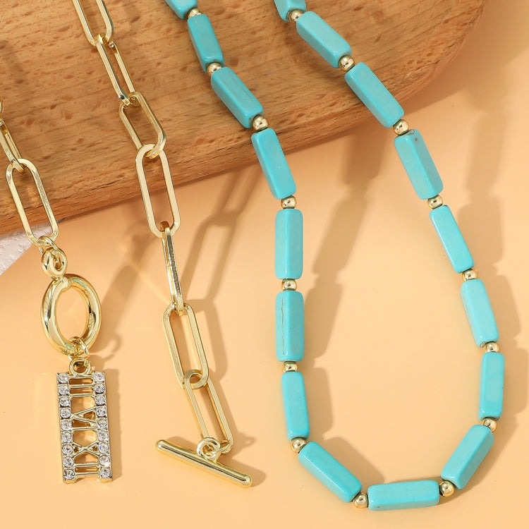 Natural Turquoise Accessories Ladies Jewelry, N2206-5 Bailan Pine Necklace, S2203-11 Bracelet, N2206-6 2pcs/set Rectangular Necklace, 2pcs/set Necklace + Earrings, 3pcs/set Necklace + Bracelet + Earrings