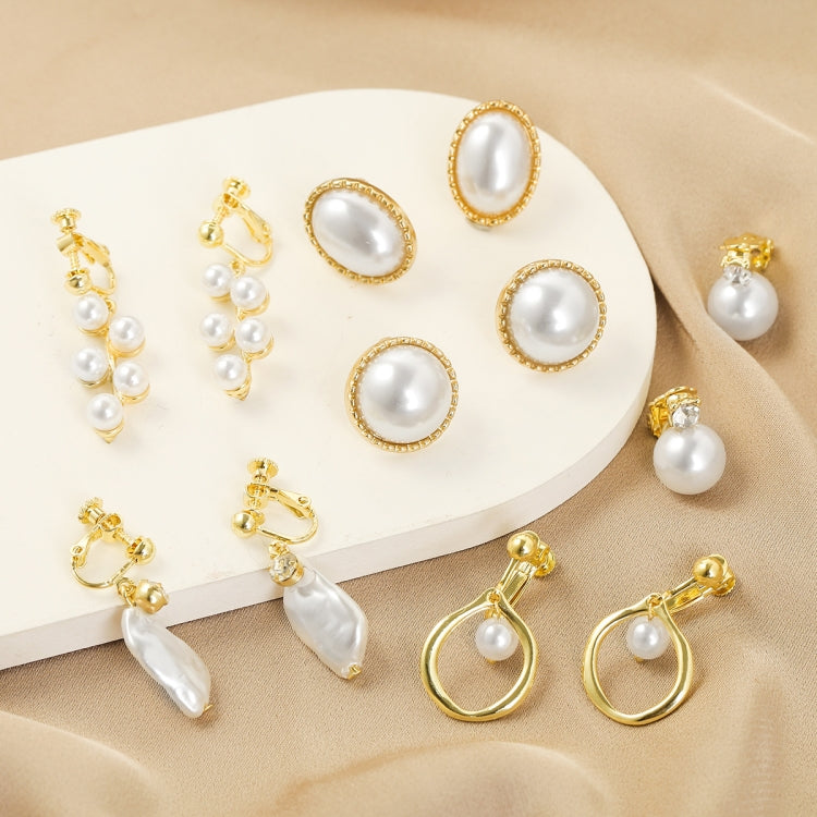 Baroque Earrings Pearl Ear Clip Women Without Ear Piercing, 1202 Long Gold, 1201 Long Silver, 0402 Short Gold, 0401 Short Silver, E2109-7 Half Round, E2109-8 Half Ellipse, E2109-10 Leaf Model, E2109-11 Five Small Pearls, E2109-14 Small Pearl           ...