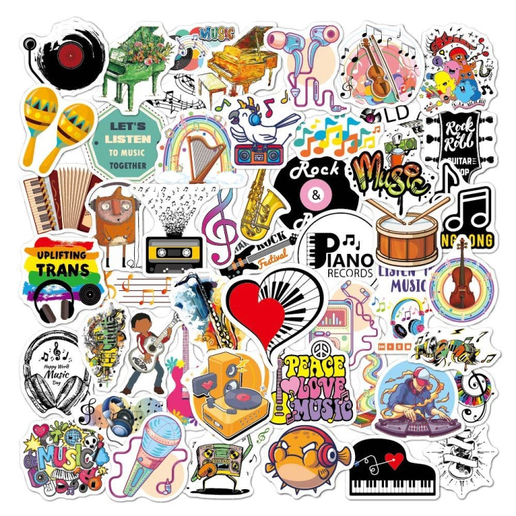 100pcs / 2 Sets Rock Band Sticker Musical Instrument Computer Suitcase Skateboard Decorative Sticker, Rock Band Sticke