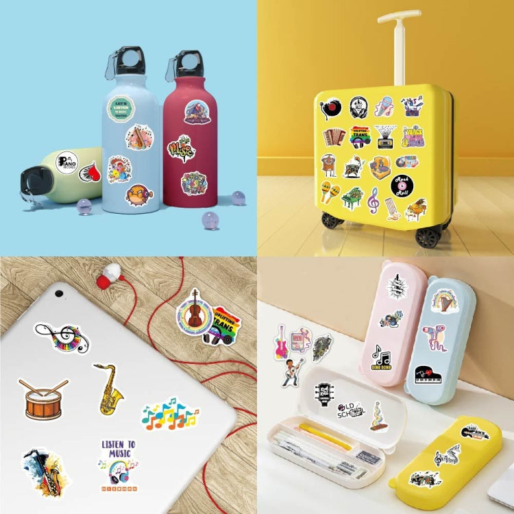 100pcs / 2 Sets Rock Band Sticker Musical Instrument Computer Suitcase Skateboard Decorative Sticker, Rock Band Sticke